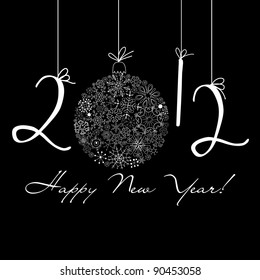 2012 Happy New Year background. Black and White background