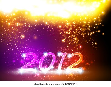 2012 Happy New Year card, neon design