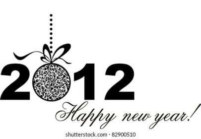 2012 Happy New Year greeting card isolated on White background. Vector illustration