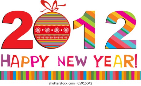 2012 Happy New Year greeting card or background. Vector illustration