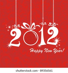 2012 Happy New Year greeting card or background. Vector illustration