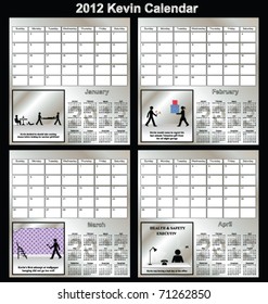 2012 Kevin series calendar January to April