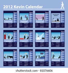 2012 Kevin series calendar with page per month individually layered
