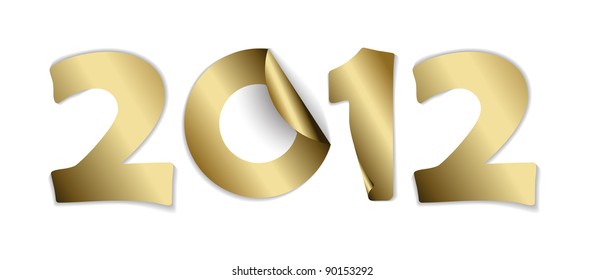 2012 made from vector golden stickers - Card for a New Year