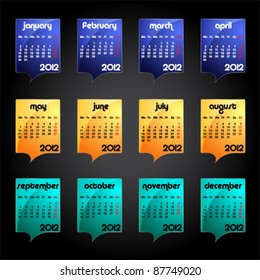 2012 monthly calendar
