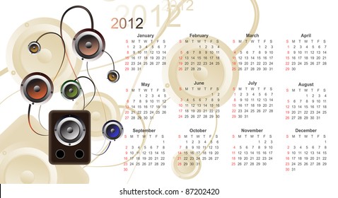 2012 New Year celebration background for music night disco