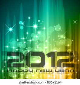 2012 New Year celebration background for cover, Flyer or poster with glitter elements and rainbow colours.