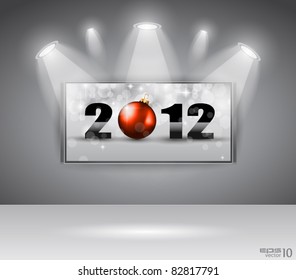 2012 Neujahr Feier Cinema Panel mit Glitters und eine Menge von Sternen und Lichter suggestiven Effekt.