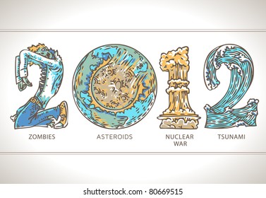 2012 new year icon with apocalyptic numbers