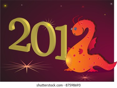 2012 New Year with red dragon