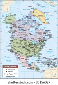 2012 North America Political Continent Map