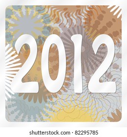 2012 on abstract circular background with various circle shapes in metallic colors