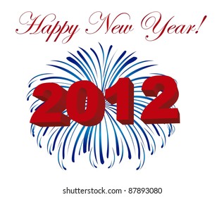 2012 on fireworks isolated over white background. vector