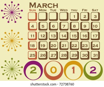 2012 Retro Style Calendar Set 1 March