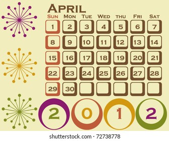 2012 Retro Style Calendar Set 1 April