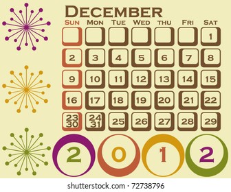2012 Retro Style Calendar Set 1 December