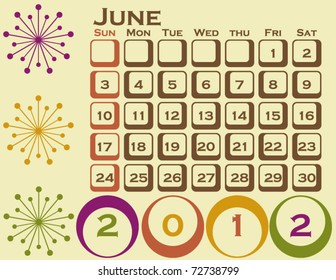2012 Retro Style Calendar Set 1 June