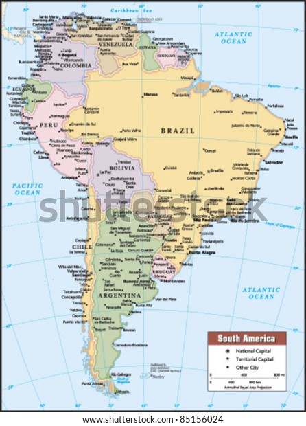 Mapa del continente político Sudamericano 2012