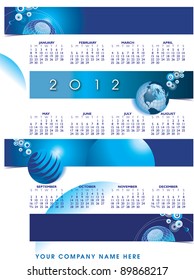 2012 stylish Globe calendar with space for your company name