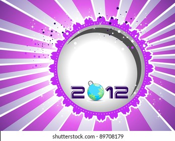 2012  text greeting card with vector elements in purple background for Happy New Year & other occasions.