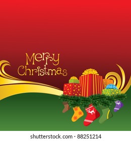2012 vector christmas card with gifts and socks
