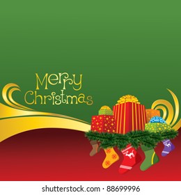 2012 vector christmas card with gifts and socks
