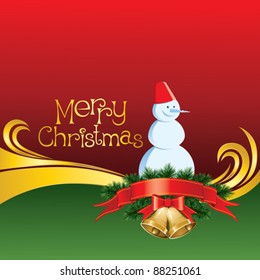 2012 vector christmas card with jingle bells and snowman