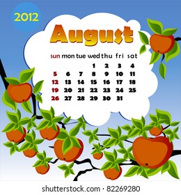 2012 year calendar in vector. August