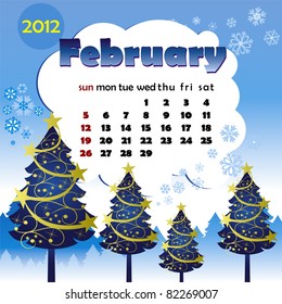 2012 year calendar in vector. February