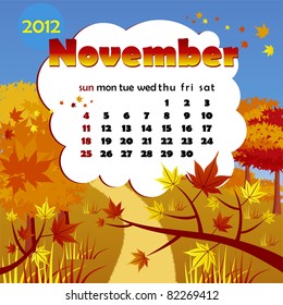 2012 year calendar in vector. November