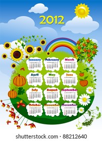 2012 year calendar in vector with poster