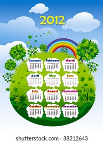 2012 year calendar in vector with poster