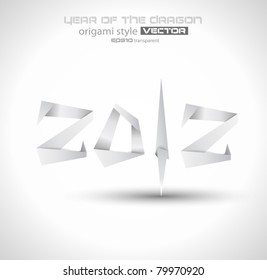 2012 Year of the Dragon background. Original origami style 2012 for new year celebration posters, brochures or flyers.