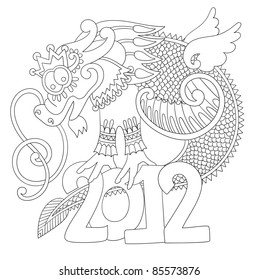 2012 Year of the Dragon. Hand draw illustration