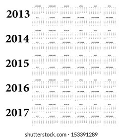 2013, 2014, 2015, 2016, 2017 Calendar.Weeks start on Sunday.