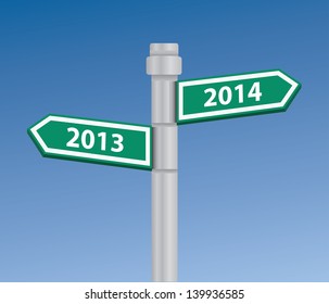 2013 to 2014 signpost,vector