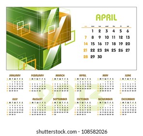 2013 Calendar. April.