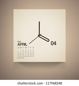 2013 Calendar April Clock Design Vector