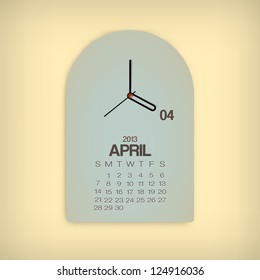 2013 Calendar April Clock Design Vector