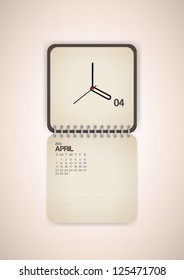 2013 Calendar April Clock Design Vector