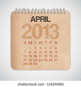 2013 Calendar April Grunge Texture Notebook