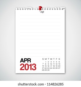 2013 Calendar April Old Torn Paper Vector