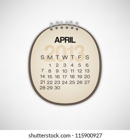 2013 Calendar April Old Torn Paper Vector