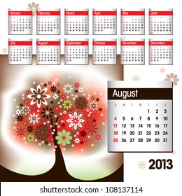 2013 Calendar. August.