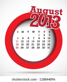 2013 Calendar August Modern design