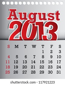 2013 Calendar August Sticker Design