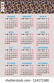 2013. Calendar with bicycles,skateboards and rollers.