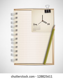 2013 Calendar Clock April with Notebook Vector