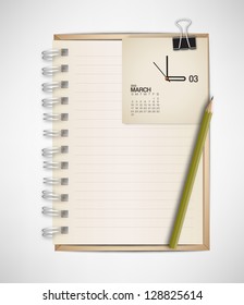 2013 Calendar Clock March with Notebook Vector