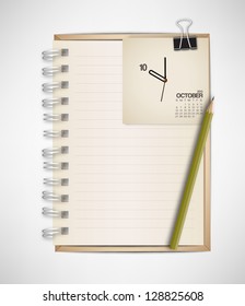 2013 Calendar Clock October with Notebook Vector